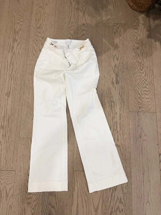 White House Black Market Women's White Boot-Cut Jeans with Gold-Tone Accents - Picture 1 of 2